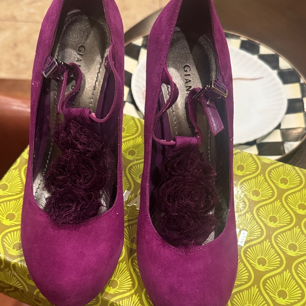 Gianvito Rossi Fuchsia Heels with Floral Accent